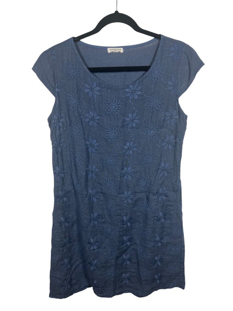 Hd Diffusion Dress Womens Large Linen Lightweight Stretch Embroidered Summer